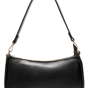Vintage Style Vegan Leather Shoulder Tote Purse with Zip Closure