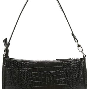 Retro Style Shoulder Tote Bag for Women with Zipper Closure and Clutch Design