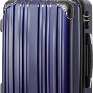 Luggage Expandable(only 28") Suitcase PC+ABS Spinner 20in 24in 28in Carry on (navy new, S(20in)_carry on)